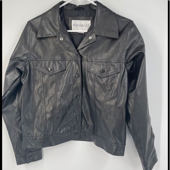Paparazzi vegan leather biker jacket large - Picture 1 of 4
